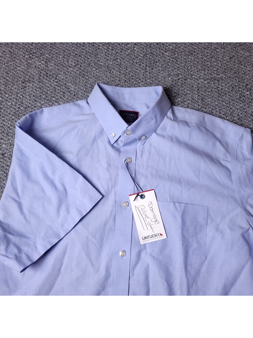 UNTUCKIT Hillstowe Shirt Mens L Large Button Short Sleeve Blue Cotton